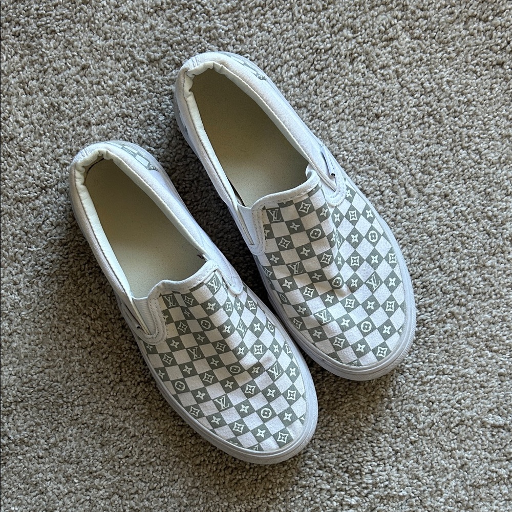 Vans x Louis Vuitton Gray and White Checkered Sneakers